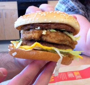 Hybrid Big Mac and McChicken sandwich.